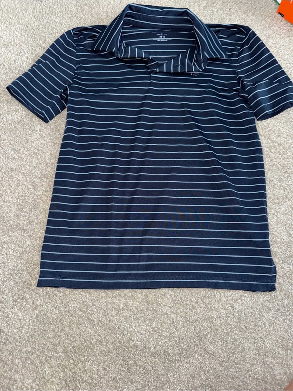 Southern Tide Navy and White Striped Polo